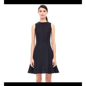 Rebecca Taylor Diamond Textured A-Line Black Dress Women size 6